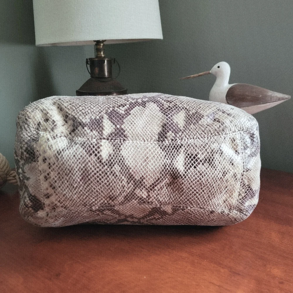 Michael Kors Jet Set Hobo Taupe Python Embossed Leather Shoulder Bag